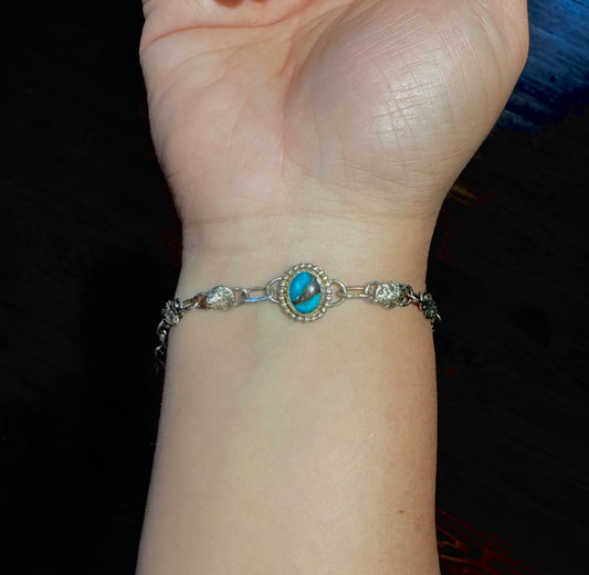 Turquoise silver link bracelet